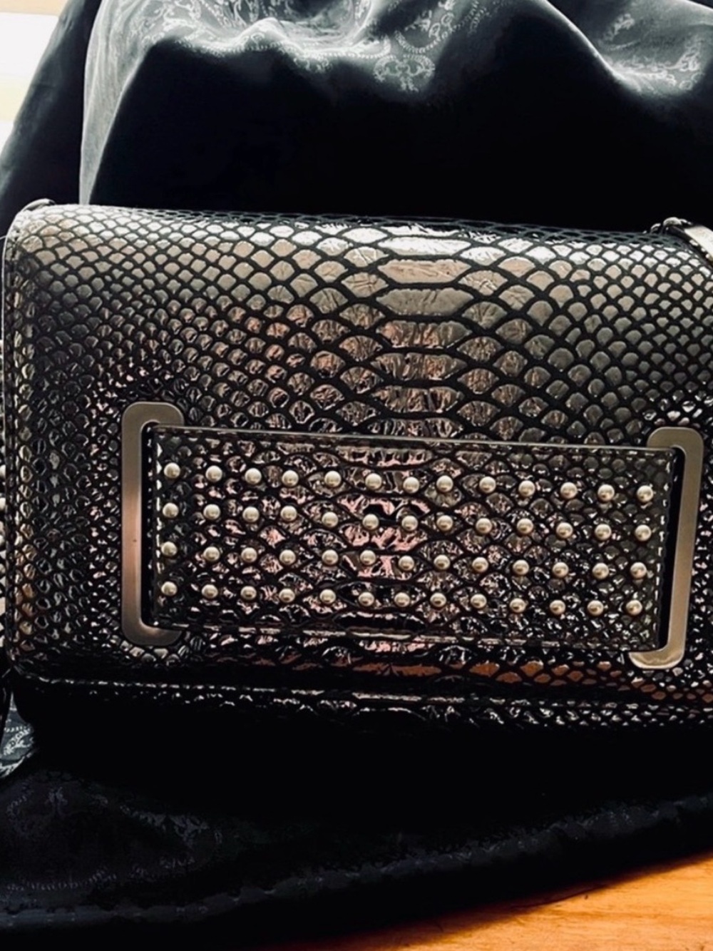 Thomas Wylde Metallic Snake Studded Crossbody/Clutch/Wristlet